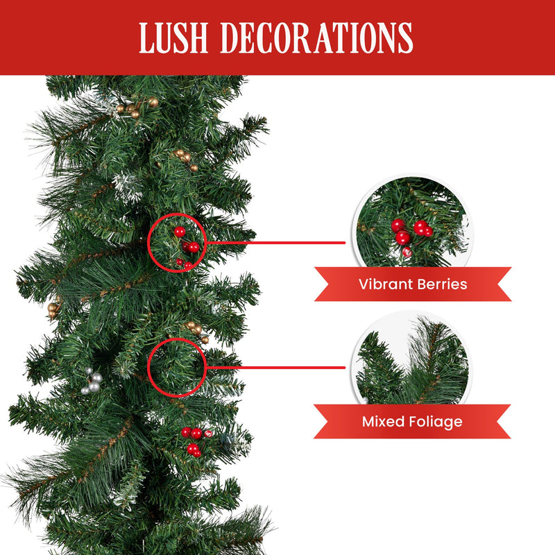 305cm Extra Long Christmas Garland with Berries