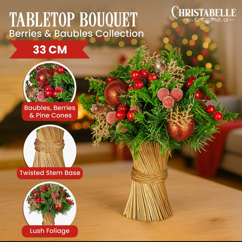 33cm Christmas Bouquet – Festive Tabletop Centrepiece