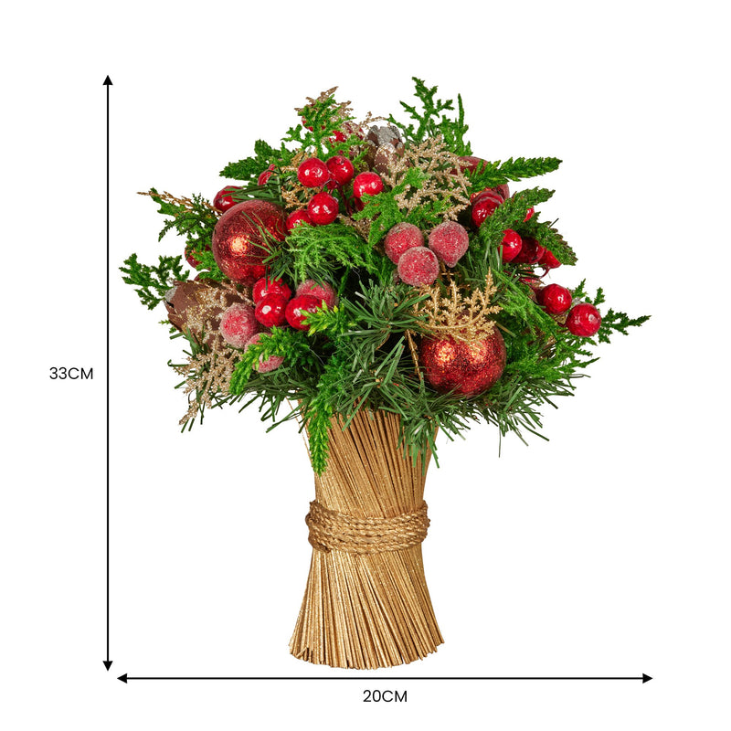33cm Christmas Bouquet – Festive Tabletop Centrepiece