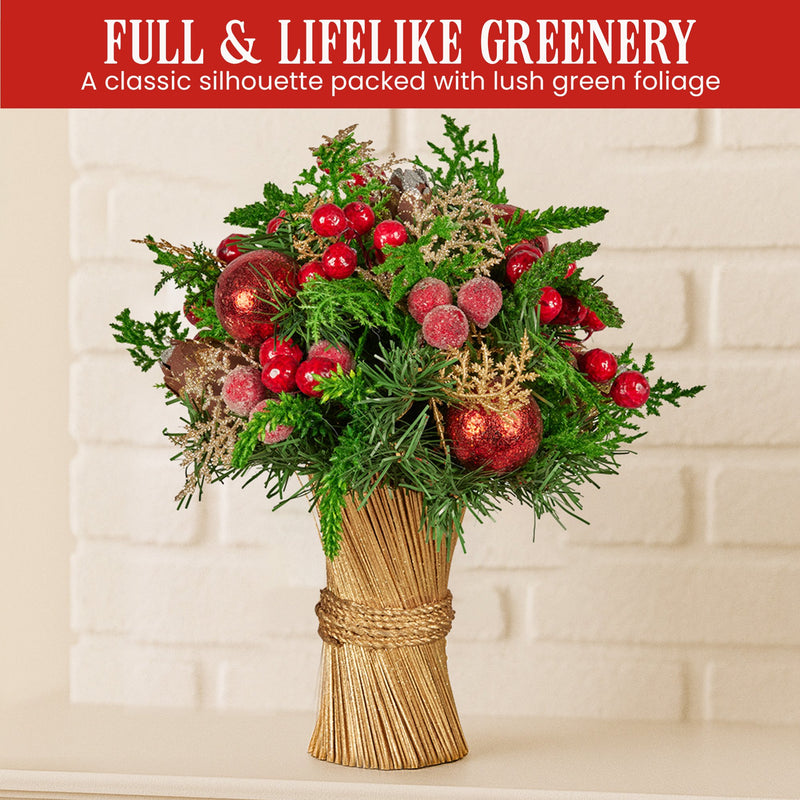 33cm Christmas Bouquet – Festive Tabletop Centrepiece