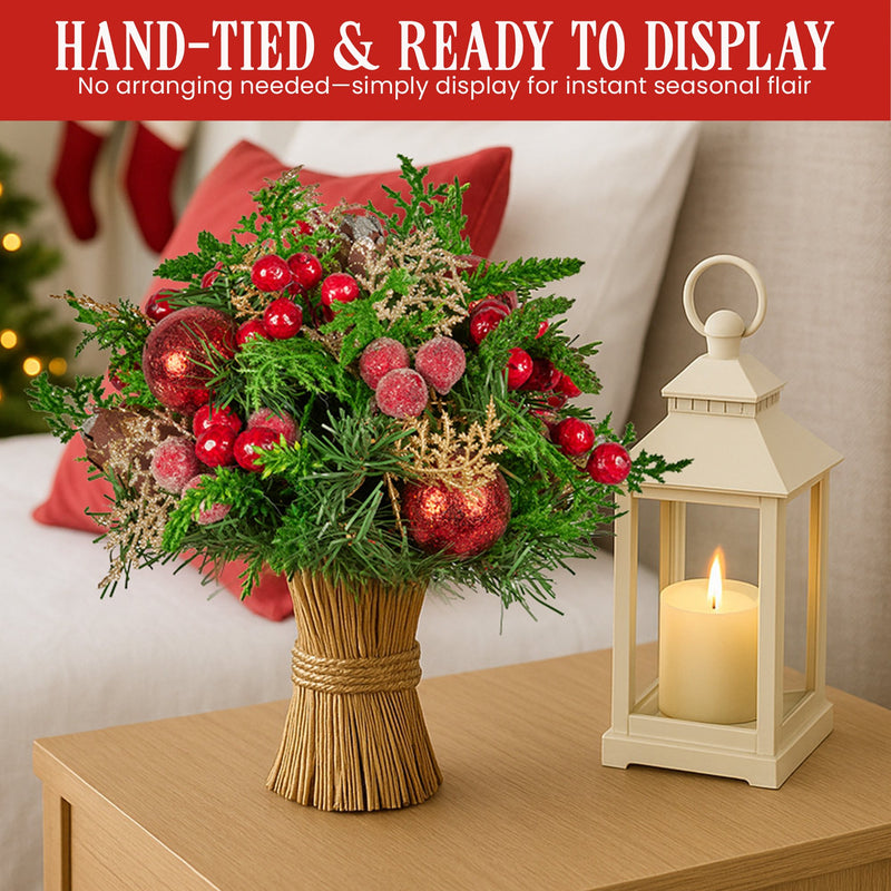 33cm Christmas Bouquet – Festive Tabletop Centrepiece