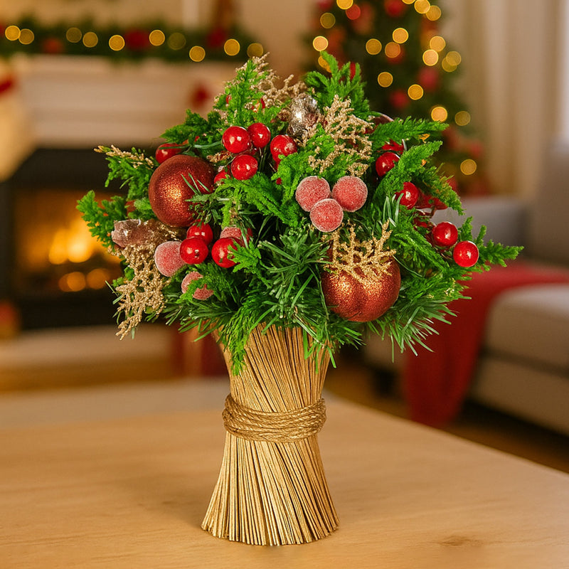 33cm Christmas Bouquet – Festive Tabletop Centrepiece