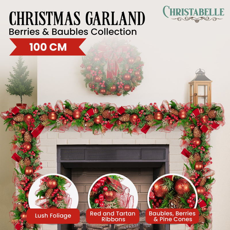 100cm Christmas Garland – Festive Shelf or Banister