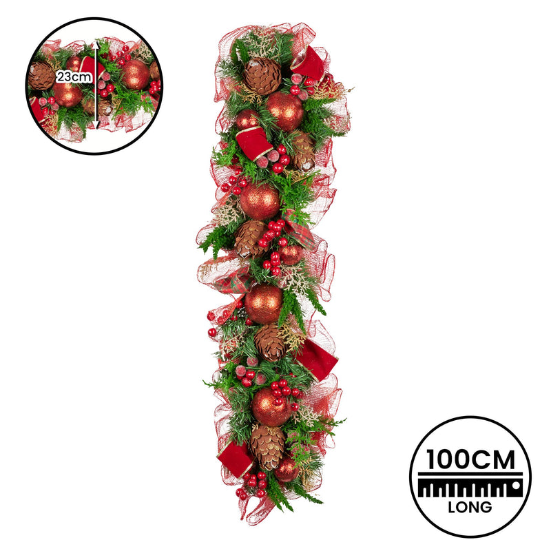100cm Christmas Garland – Festive Shelf or Banister
