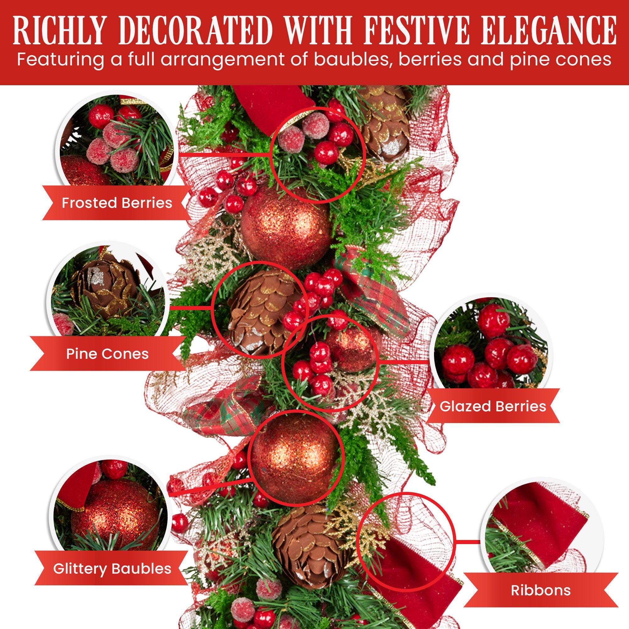 100cm Christmas Garland – Festive Shelf or Banister