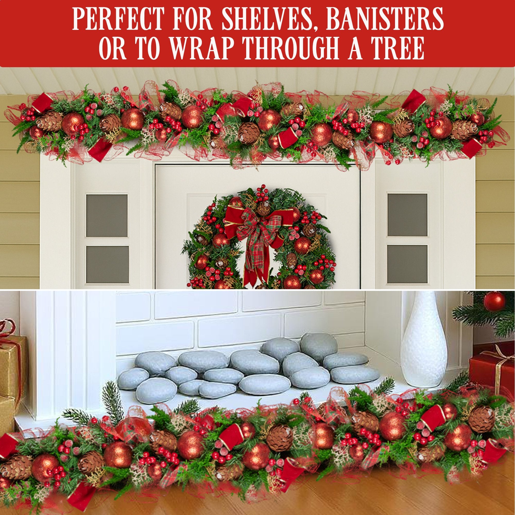 100cm Christmas Garland – Festive Shelf or Banister