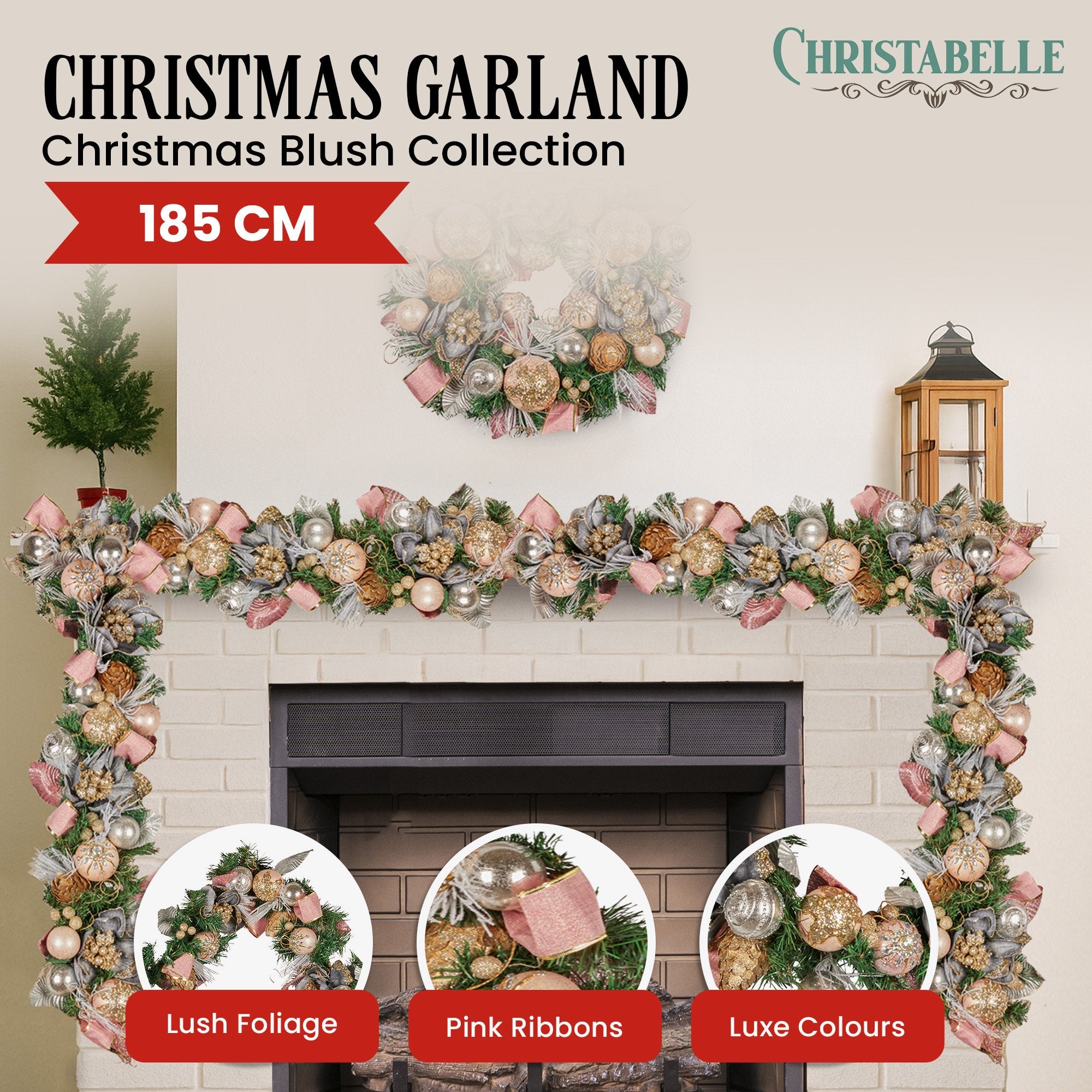 185cm Christmas Garland – Lush Festive Door or Mantel