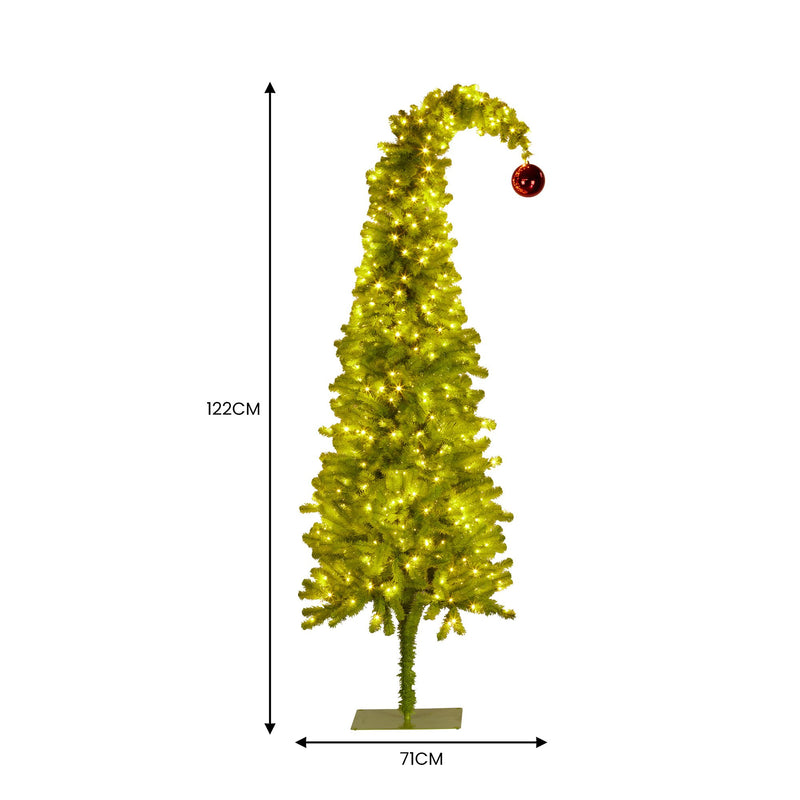 Christabelle 4ft Curved Gremlin Tree Red Bauble LED