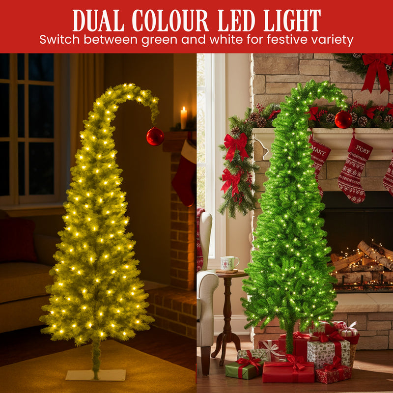 Christabelle 4ft Curved Gremlin Tree Red Bauble LED