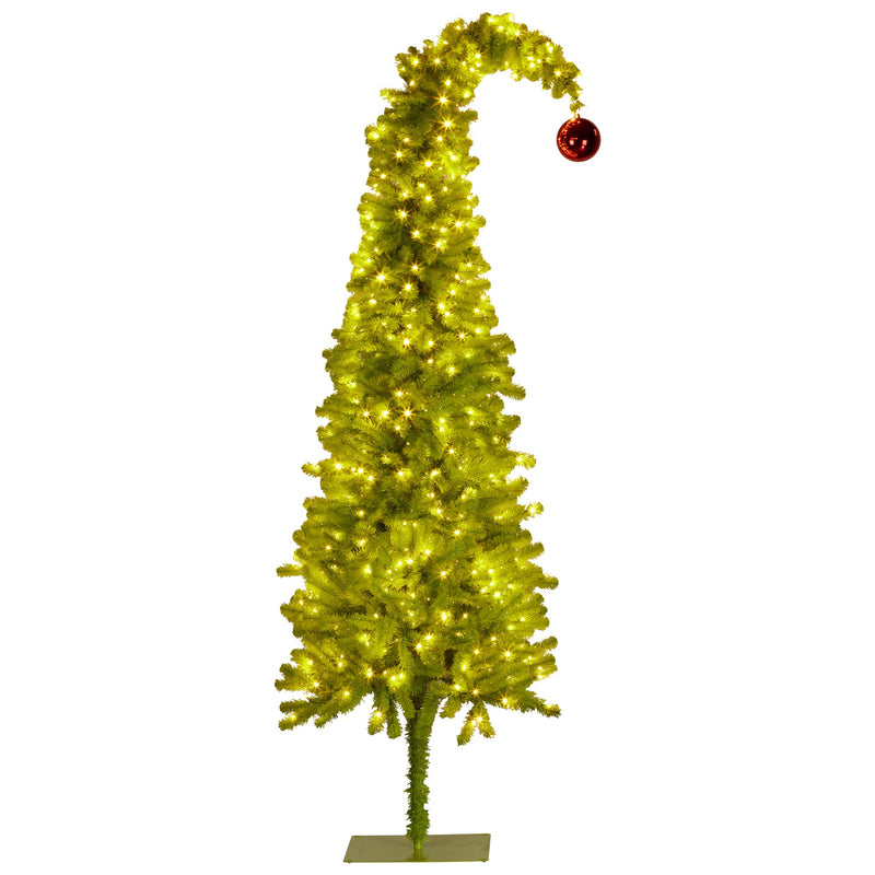 Christabelle 7.5ft Curved Gremlin Tree with Red Bauble & LED Lights