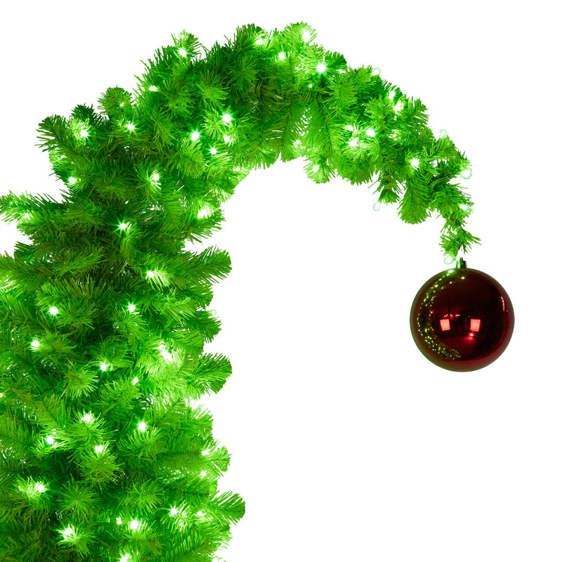 Christabelle 7.5ft Curved Gremlin Tree with Red Bauble & LED Lights