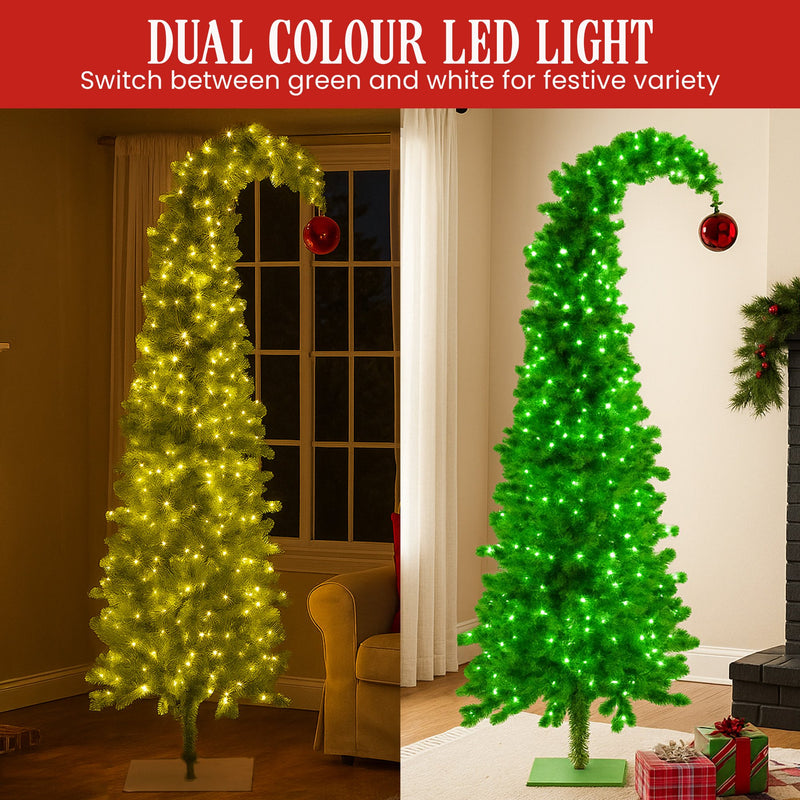 Christabelle 7.5ft Curved Gremlin Tree with Red Bauble & LED Lights