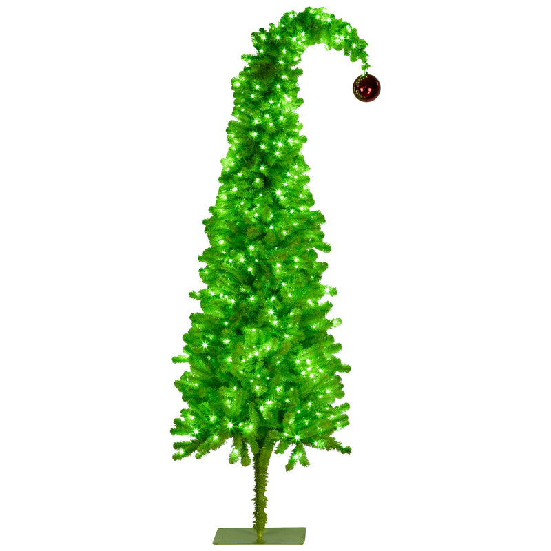 Christabelle 7.5ft Curved Gremlin Tree with Red Bauble & LED Lights