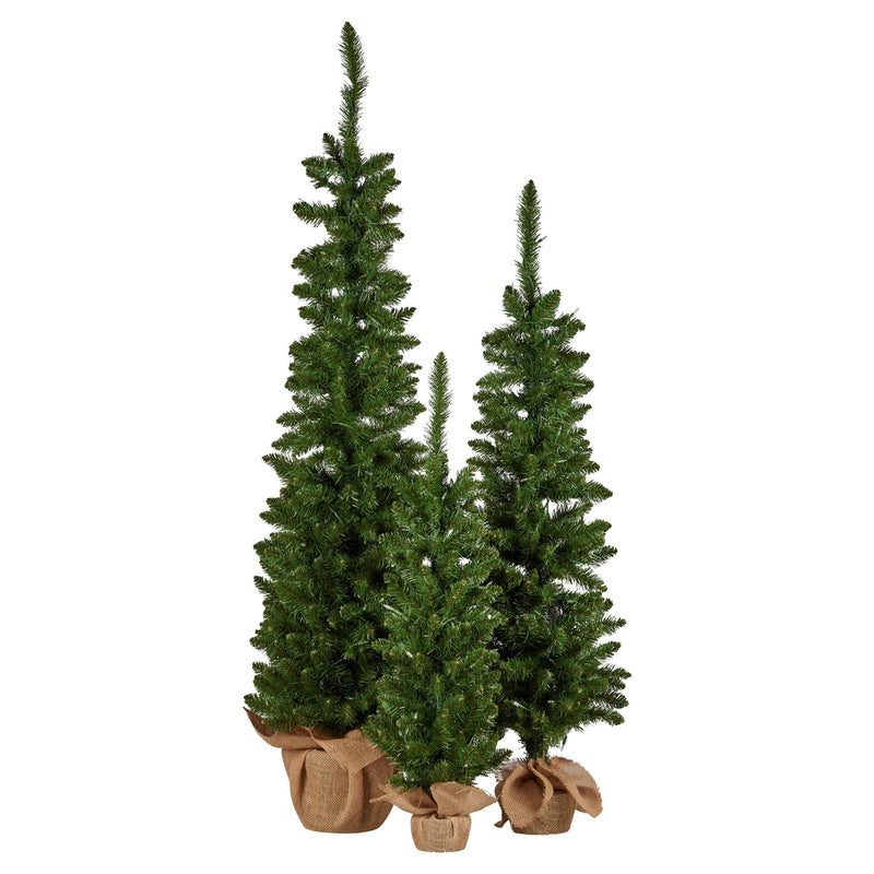 Christabelle Set of 3 Pre-Lit Christmas Trees with LED Lights & Hessian Base