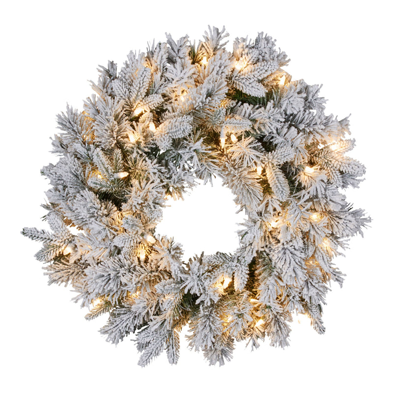 Christabelle 61cm Snowy Atica Pre-Lit Christmas Wreath – Warm White LED