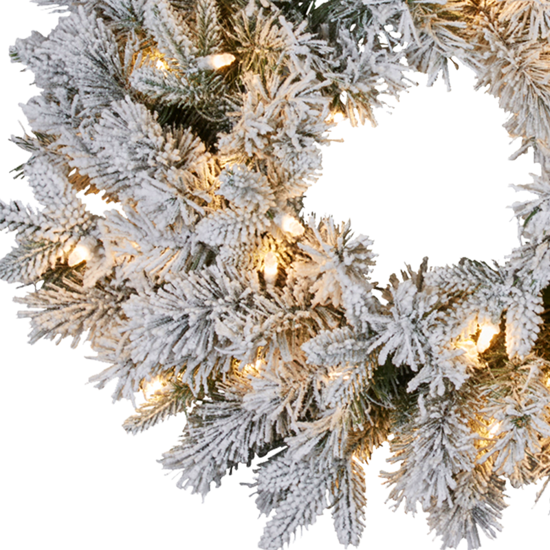 Christabelle 61cm Snowy Atica Pre-Lit Christmas Wreath – Warm White LED