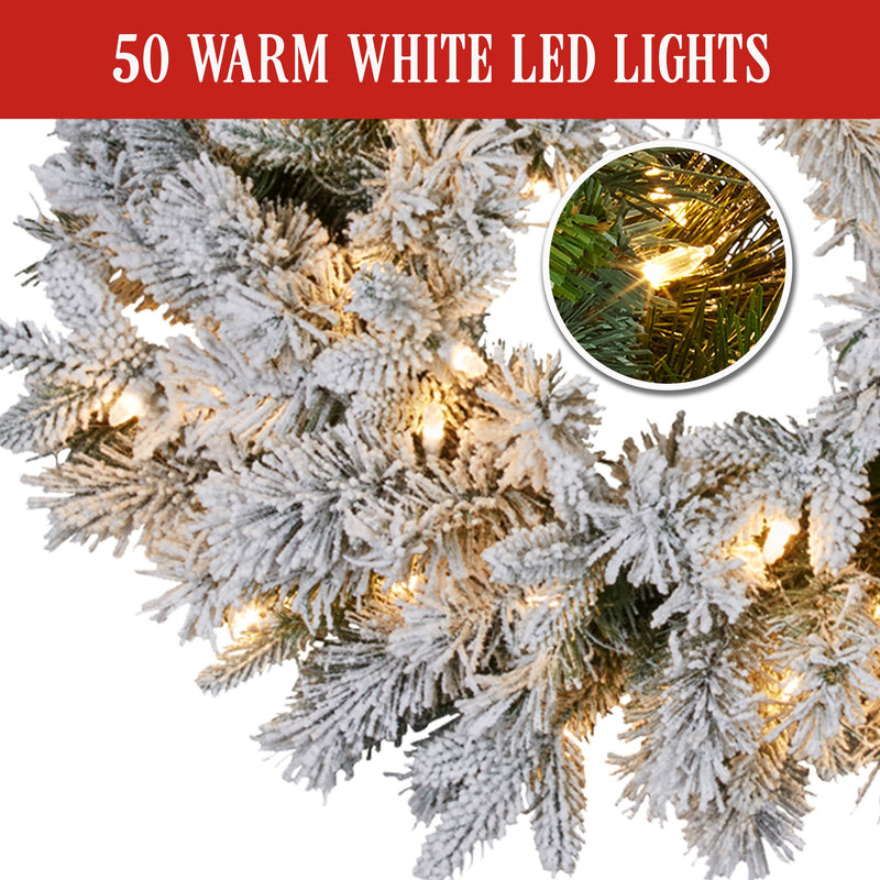 Christabelle 61cm Snowy Atica Pre-Lit Christmas Wreath – Warm White LED