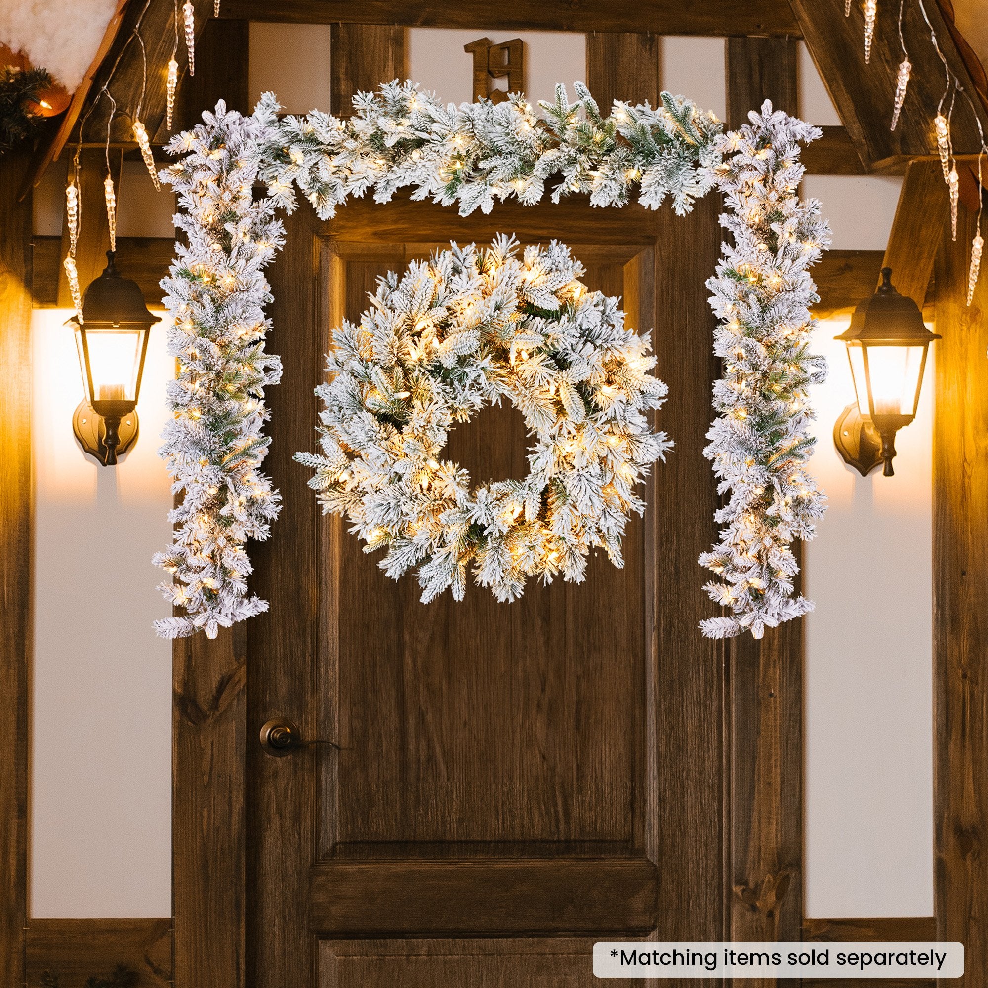 61cm Snowy Atica Pre-Lit Christmas Wreath