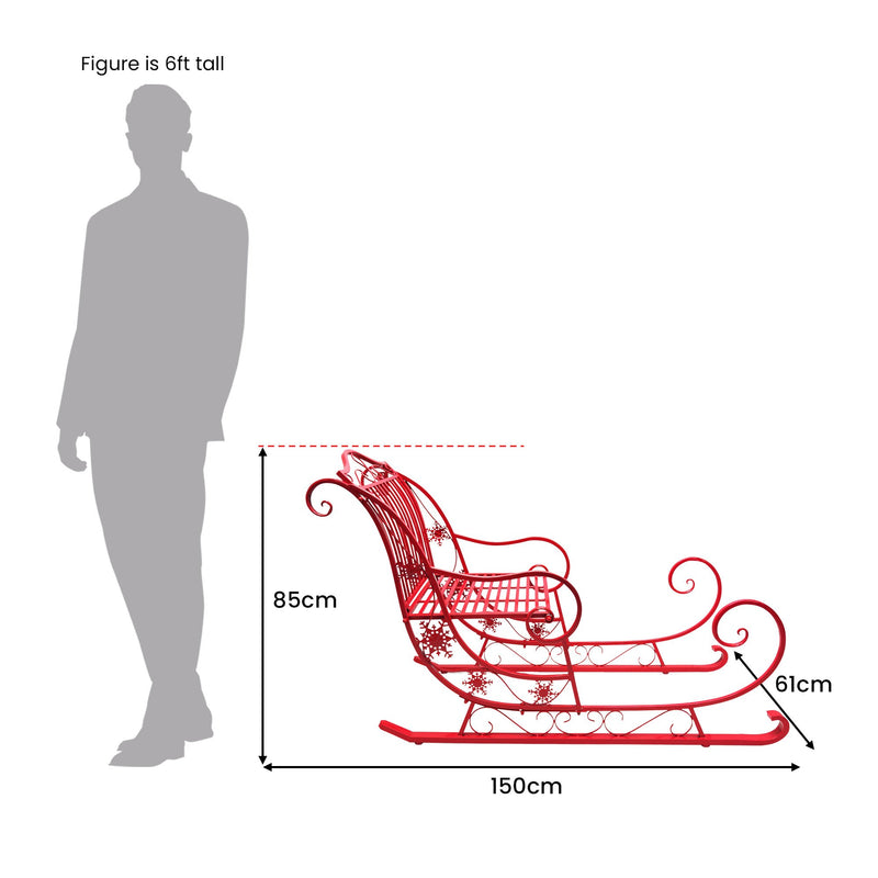 150cm Christmas Sleigh – Red Metal