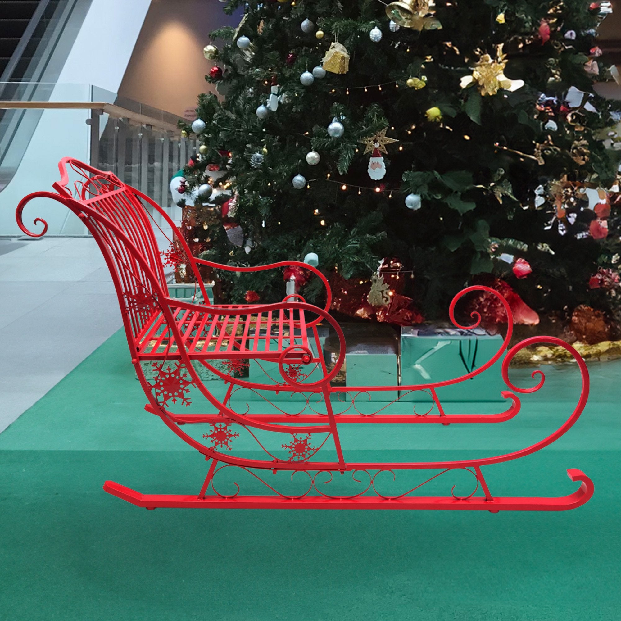 150cm Christmas Sleigh – Red Metal