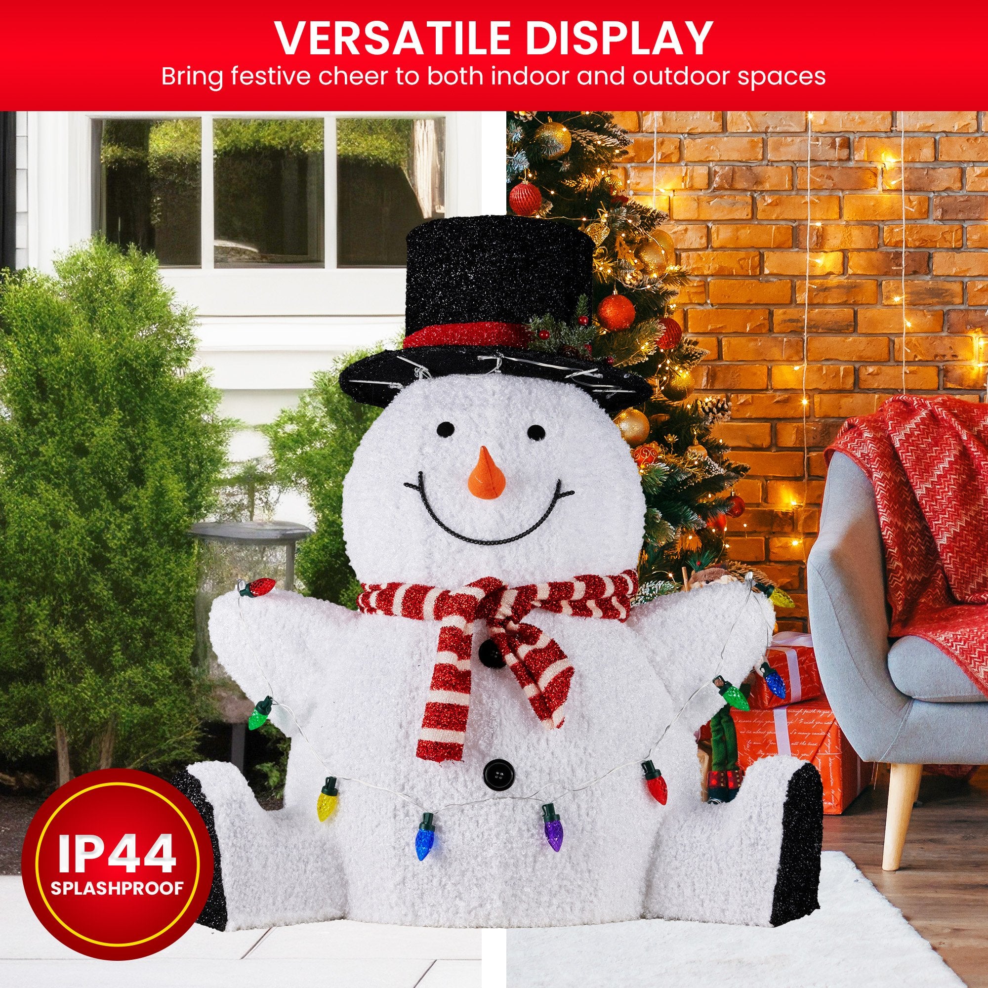 82cm Sitting Snowman Christmas Display