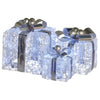 Set Of 3 Christmas Gift Boxes With Lights With Jewelled Wire And Silver Bows