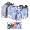 Set Of 3 Christmas Gift Boxes With Lights With Jewelled Wire And Silver Bows