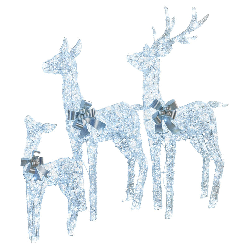 Christabelle 3-Piece LED Acrylic Reindeer Christmas Display Set – Cool White