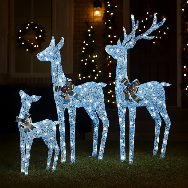 Christabelle 3-Piece LED Acrylic Reindeer Christmas Display Set – Cool White