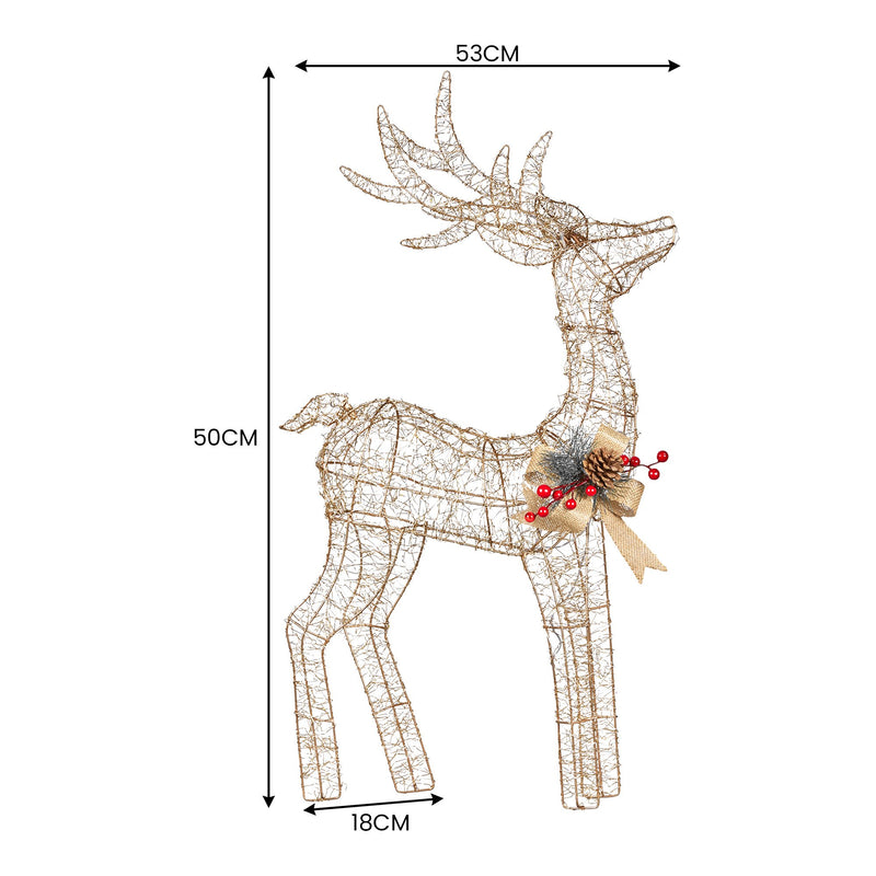 Christmas Reindeer w/ Warm White LEDs & Gold Bow