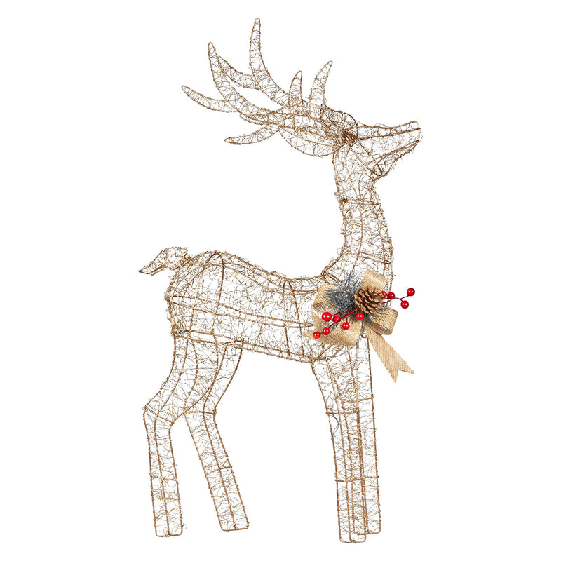 Christmas Reindeer w/ Warm White LEDs & Gold Bow