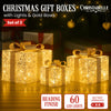Set of 3 Golden Christmas Gift Boxes w/ Warm White LEDs