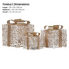Set of 3 Golden Christmas Gift Boxes w/ Warm White LEDs