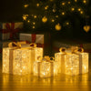 Set of 3 Golden Christmas Gift Boxes w/ Warm White LEDs