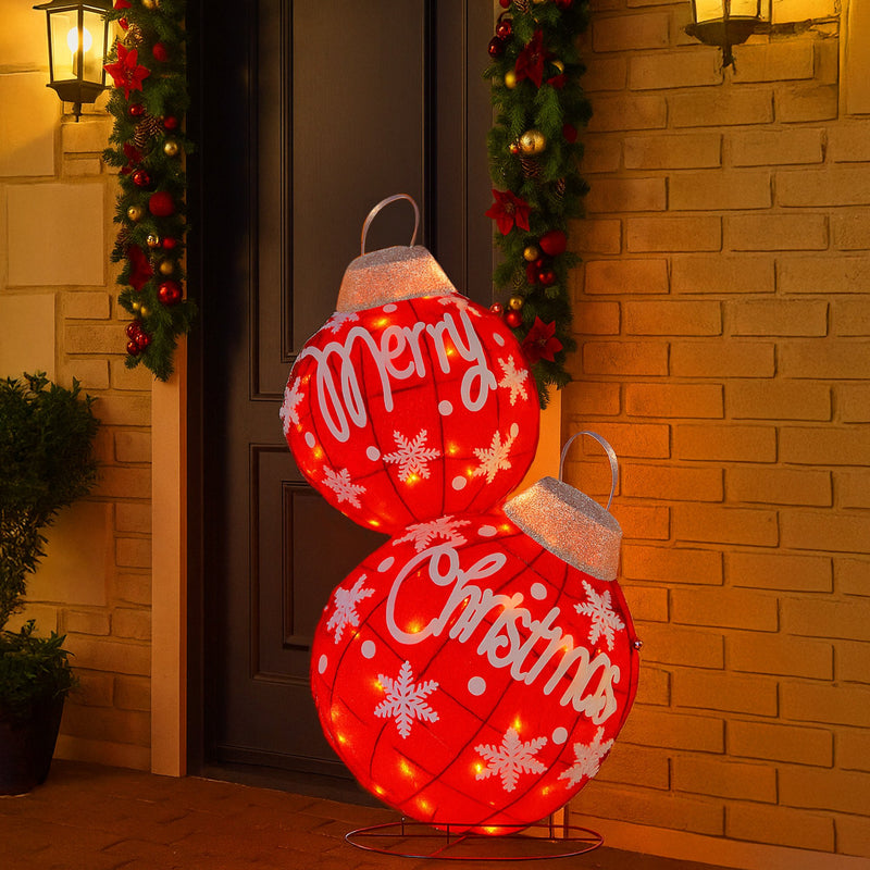 Oversized Christmas Bauble Display w/ Warm White LEDs