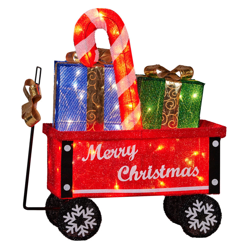 Christmas Cart Display w/ Candy Cane & Presents – LED Lights