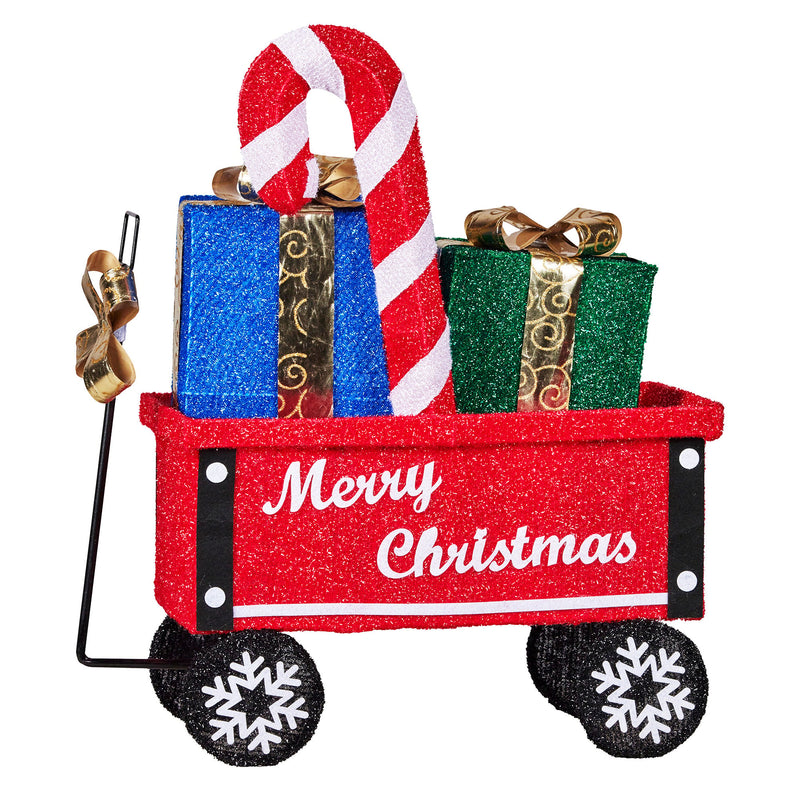 Christmas Cart Display w/ Candy Cane & Presents – LED Lights