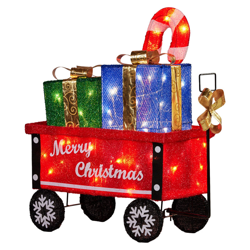 Christmas Cart Display w/ Candy Cane & Presents – LED Lights
