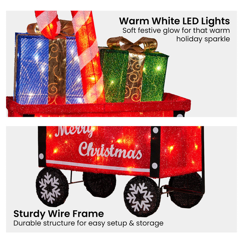 Christmas Cart Display w/ Candy Cane & Presents – LED Lights