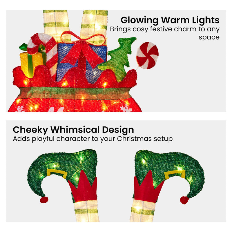 Elf in Gift Sack 86cm Christmas Display w/ Warm White LEDs