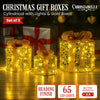 Set of 3 Golden LED Christmas Gift Boxes décor – Battery Operated