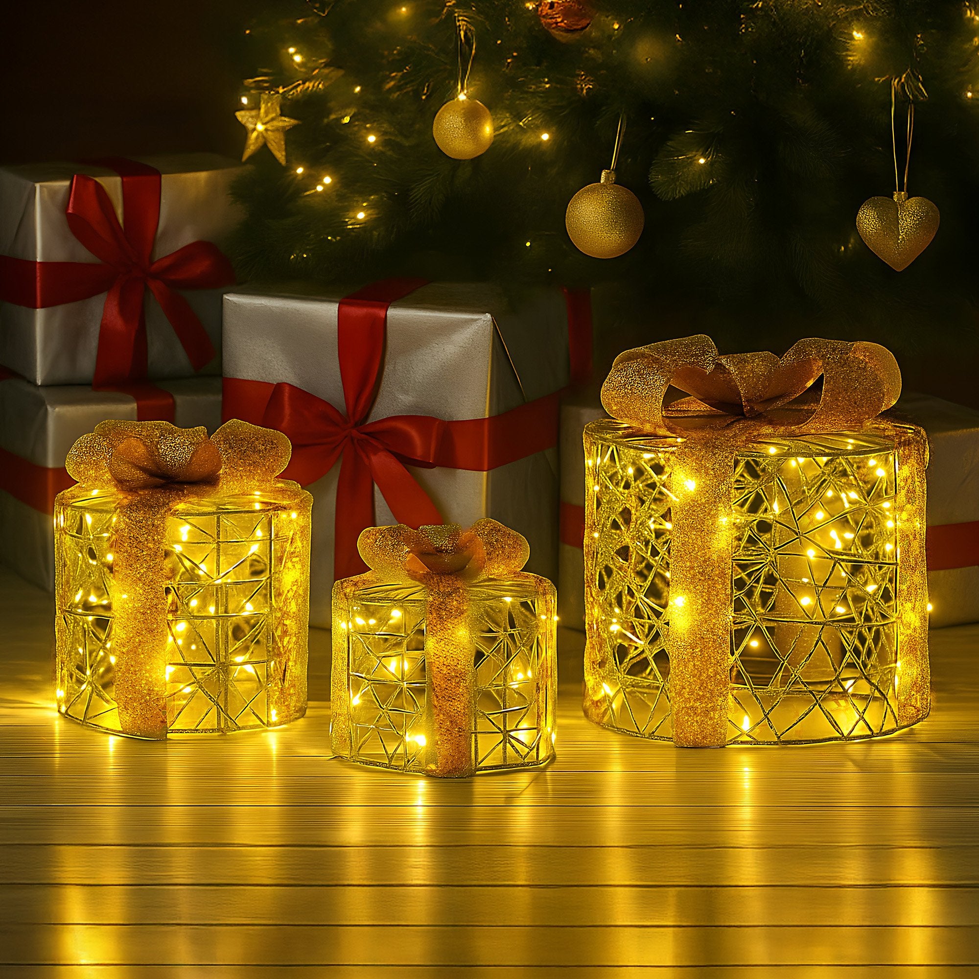 Christabelle 3pc LED Christmas Gift Box Set with Bows