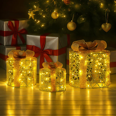Christabelle 3pc LED Christmas Gift Box Set with Bows