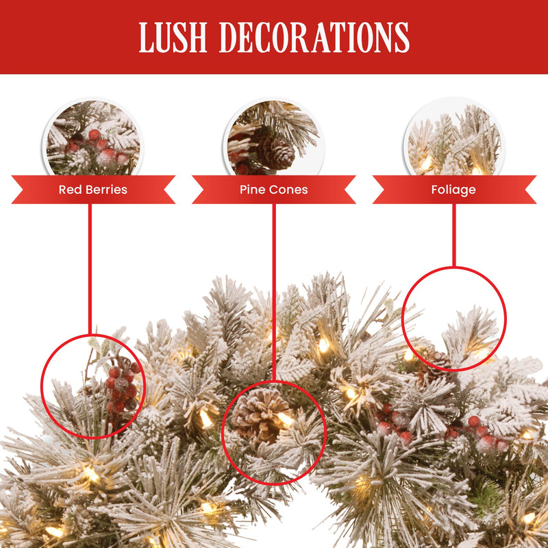 Christabelle 61cm Snowy Wreath – LED Lit