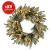 61cm Snowy Stamford Spruce Christmas Wreath with Coloured LED Lights