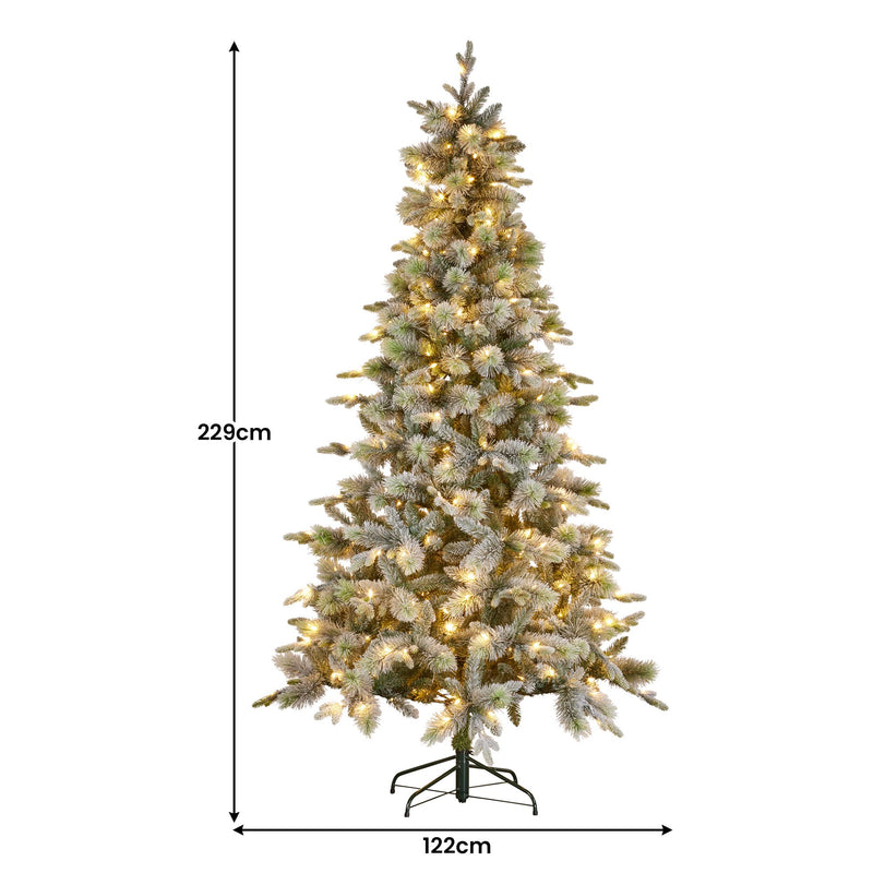 7.5ft Snowy Tree w/ White & Colour Lights