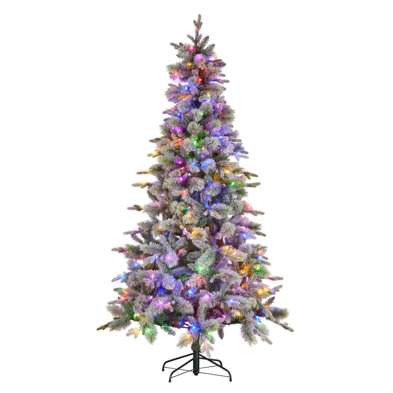 7.5ft Snowy Tree w/ White & Colour Lights