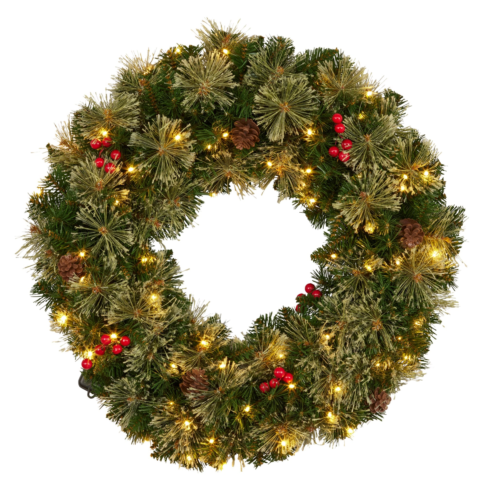 Christabelle Christmas Door Wreath 61cm – Festive Bristle Berry LED Decoration