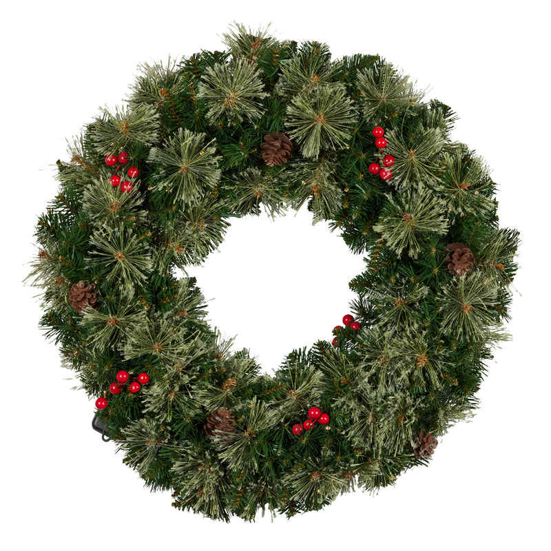 Christabelle Christmas Door Wreath 61cm – Festive Bristle Berry LED Decoration