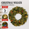 Christabelle Christmas Door Wreath 61cm – Festive Bristle Berry LED Decoration